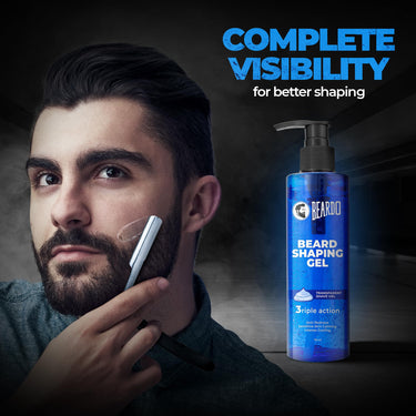 Beardo Beard Shaving Gel, 110ml | 3riple Action Transparent Shaving Gel for Men | Shaving gel with Anti-Redness, Calming, Intense Cooling | Suitable for Sensitive Skin